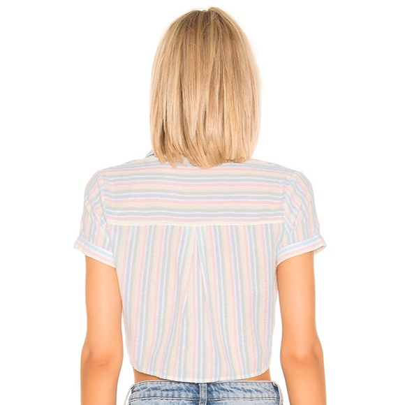 Revolve Brianne Button Up Top in Multi Stripe - Picture 3 of 5